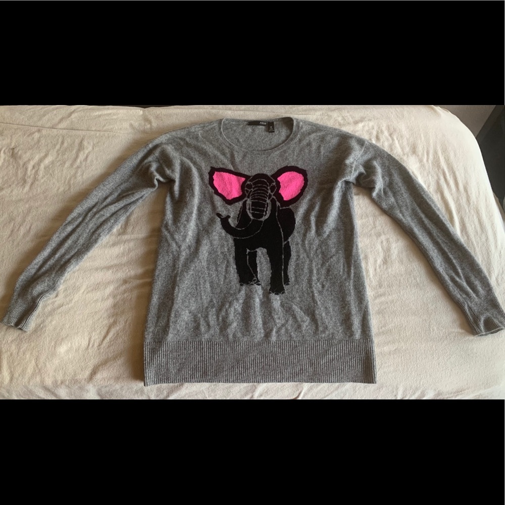 Aqua Elephant Cashmere Sweater, Size Small